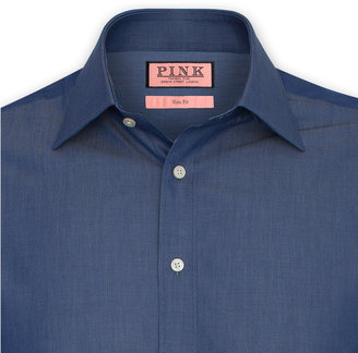 Thomas Pink Vectra Plain Slim Fit Double Cuff Shirt