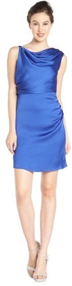 Aidan Mattox neptune blue cocktail dress with cinched side