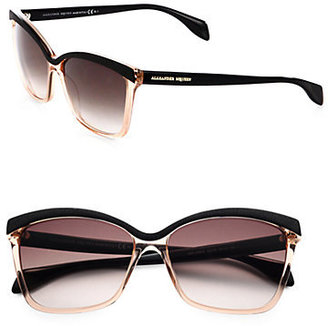 Alexander McQueen Bold-Brow Rectangle Sunglasses