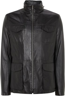 Armani Collezioni Men's Four pocket leather jacket