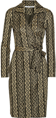 Diane von Furstenberg Dolores metallic knitted wrap dress