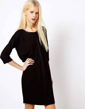 Esprit Salt & Pepper Knit Front Dress - Black