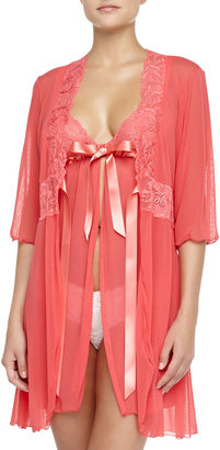 Cosabella Fetherston Lace-Inset Sheer Robe, Shell Pink