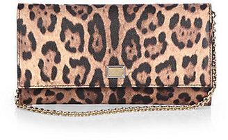 Dolce & Gabbana Leopard-Print Coated Canvas Chain Wallet