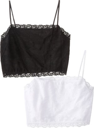 Pure Style Girlfriends Plus-Size Camiflage 2-Pack Plus Size Lined Stretch Lace Half Camisole