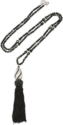 Kenneth Jay Lane Rhodium-plated beaded tassel necklace