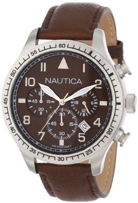 Nautica Unisex N16582G BFD 105 Chronograph Watch with Faux-Leather Band