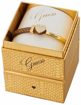 Guess - Gold Plated Bracelet With A Brown Snake Print Leather And Gold Strap Ubs91310