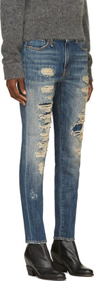 R 13 Blue Shredded Slouch Skinny Jeans