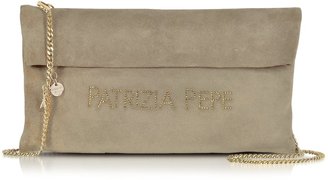 Patrizia Pepe Signature Clutch in Suede Leather w/Chain Shoulder Strap
