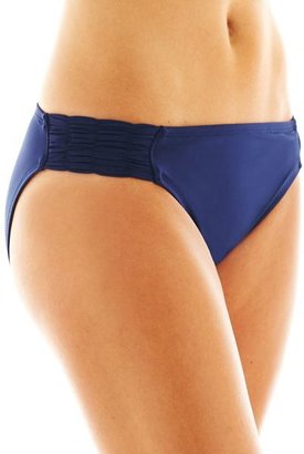 JCPenney jcp Solid Shirred Side-Tab Hipster Swim Bottoms