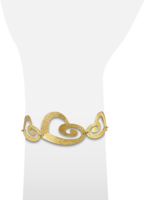 Stefano Patriarchi Etched Golden Silver Cut-Out Heart Link Bracelet