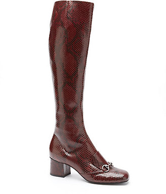 Gucci Lillian Python Horsebit Knee-High Boots