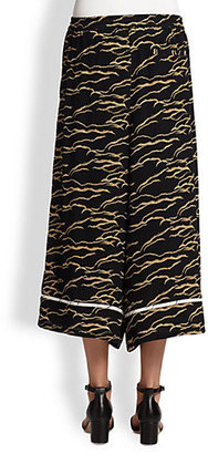 Rachel Comey Gideon Silk Printed Cropped Wide-Leg Pants