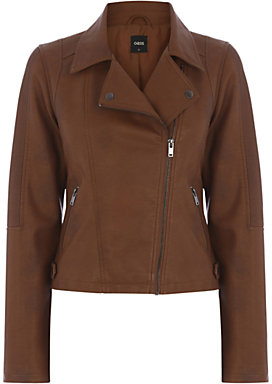 Oasis Faux Leather Biker Jacket, Tan