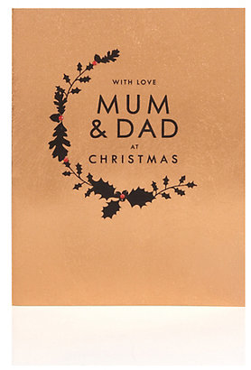 Marks and Spencer Mum & Dad Holly Christmas Card