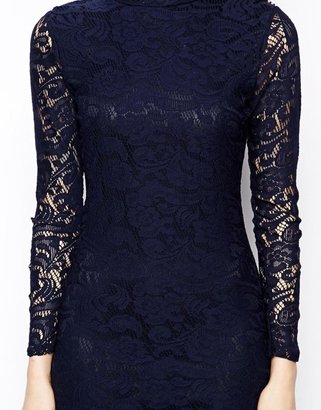 Pearl Long Sleeve Lace Dress with Scoop Back