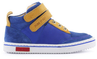 Pom D'Api smooth leather and suede leather high top trainers