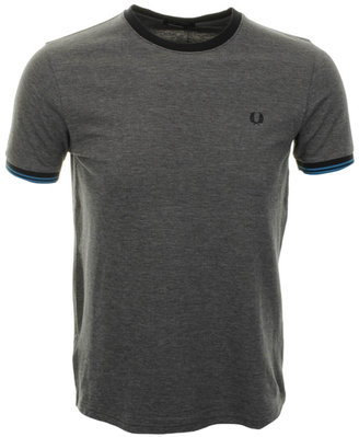 Fred Perry Pique Ringer T Shirt Grey