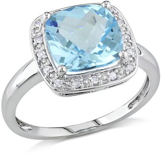 Diamore™ 4 1/4 CT Sky Blue Topaz and 1/10 CT Diamond Ring in 10k White Gold