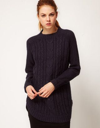 Vila Exclusive Cable Knit Grandad Sweater