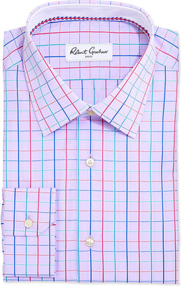 Robert Graham Norm Graph-Check Jacquard Dress Shirt, Lavender