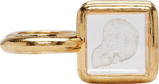 Alexander McQueen Gold Floating Skull Double Ring