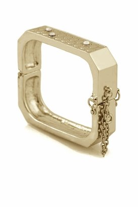 Belle Noel by Kim Kardashian 14KT Gold Honey Hexagon Cuff with Clear Pave