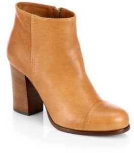 Prada Leather Stacked-Heel Ankle Boots