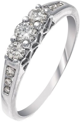 Trilogy Platinum 50 Point Ring with Diamond Shoulders