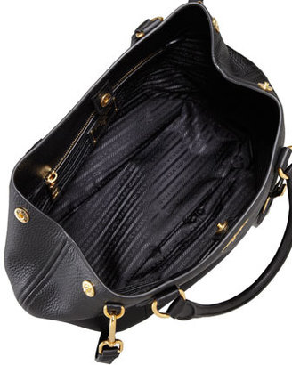 Prada Daino Medium Shoulder Tote Bag, Black (Nero)