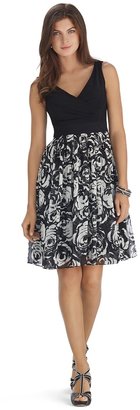 White House Black Market Sleeveless Rose Print Fit and Flare Dress