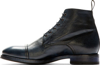 Paul Smith Navy Leather Cesar Boots