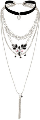 Miss Selfridge Chain tassel multi row necklace