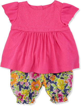 Ralph Lauren Childrenswear Enzyme Boho Floral Tunic & Bloomers Set, Madison Pink