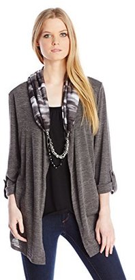 Notations Women's Roll Tab 3Fer Top with Scarf