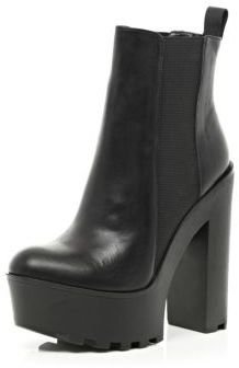 River Island Black cleated sole platform boots