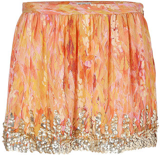 Haute Hippie Sequined Silk Skirt in Sunflower-Multi