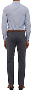 Barneys New York Men's Fine-Stripe Fitted Shirt-NAVY