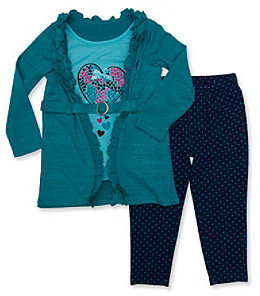 Nannette Girls' 4-6X Turquoise 2-Pc. Shrug Top And Pants Outfit Set