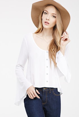 Forever 21 Buttoned Bell Sleeve Blouse