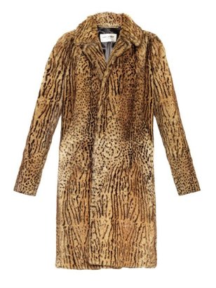 Saint Laurent Single-breasted animal-print fur coat