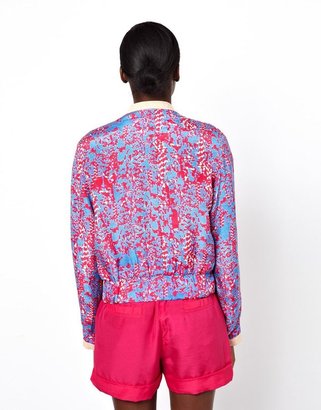 See by Chloe Washed Habotai Silk Bomber Jacket with Tie Waist in Cobra Print