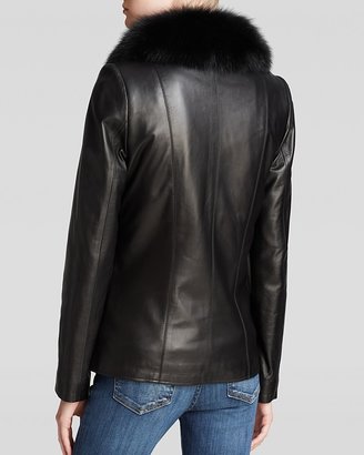 Maximilian Leather Jacket with Fox Fur Collar