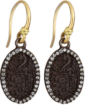 Armenta Old World Carved Oval Earrings with Diamonds