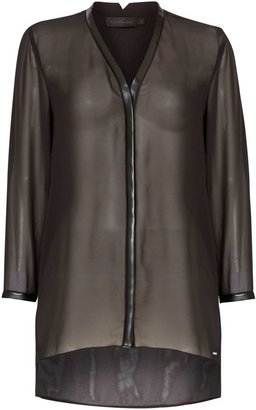 Calvin Klein Walem shirt with leather trim in meteorite