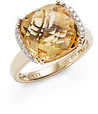 Saks Fifth Avenue Citrine, Diamonds, 14K Yellow Gold Ring