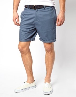 ASOS Chino Shorts In Twill With Belt
