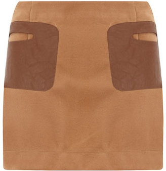 Dorothy Perkins Beige faux leather patch skirt