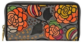 Fossil 'Key-Per' Print Coated Canvas Zip Around Clutch Wallet